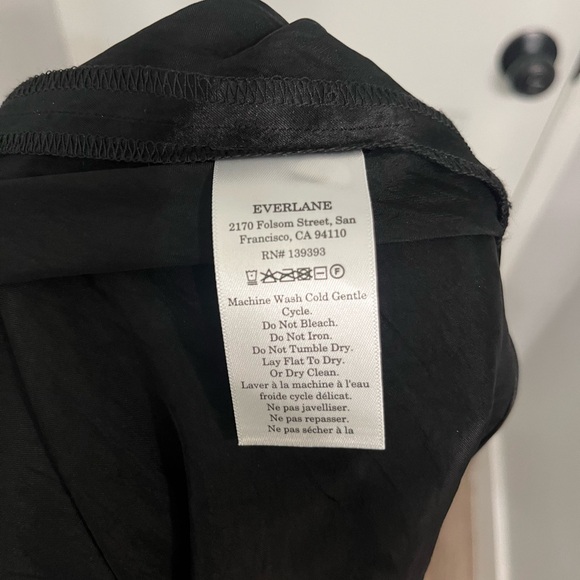 Everlane Black Satin V-Neck Midi Dress - Picture 6 of 6